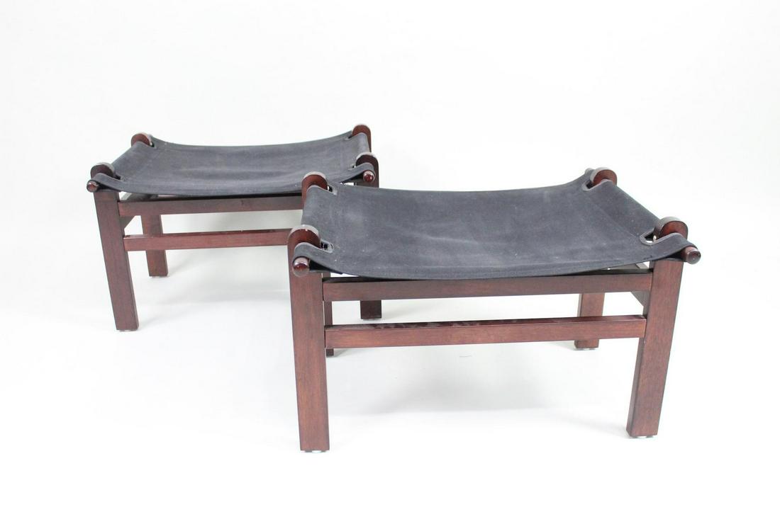 2 Mid Century Modern Safari Sling Stools Ottomans (1 of 9)