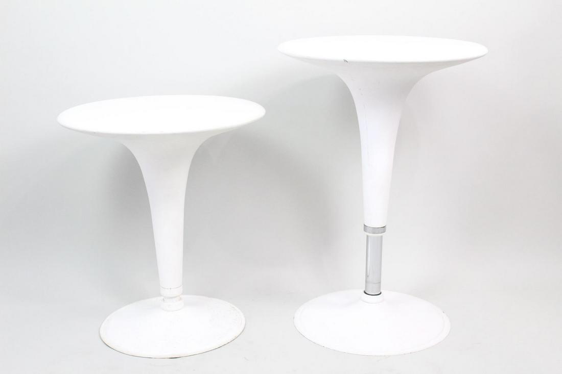Pair White Postmodern Adjustable Pedestal Bar Tables (1 of 15)