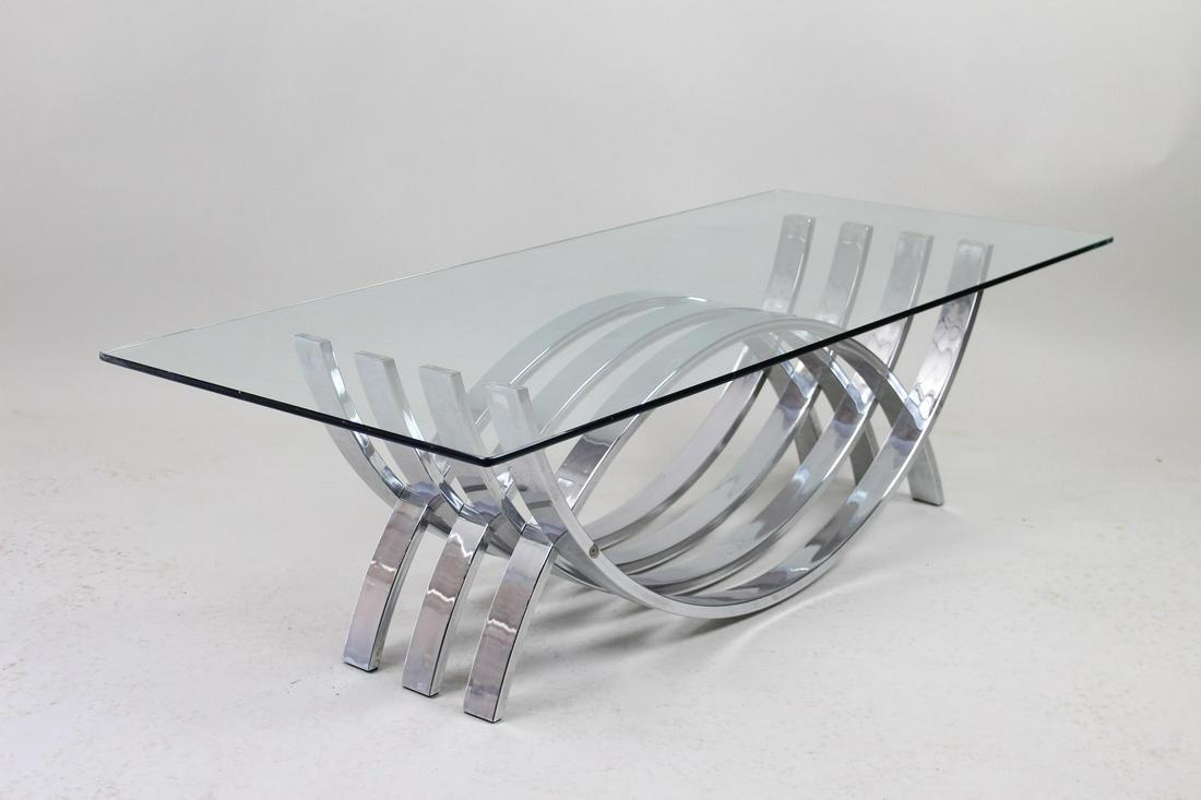 Milo Baughman Style Modern Chrome & Glass Coffee Table (1 of 7)