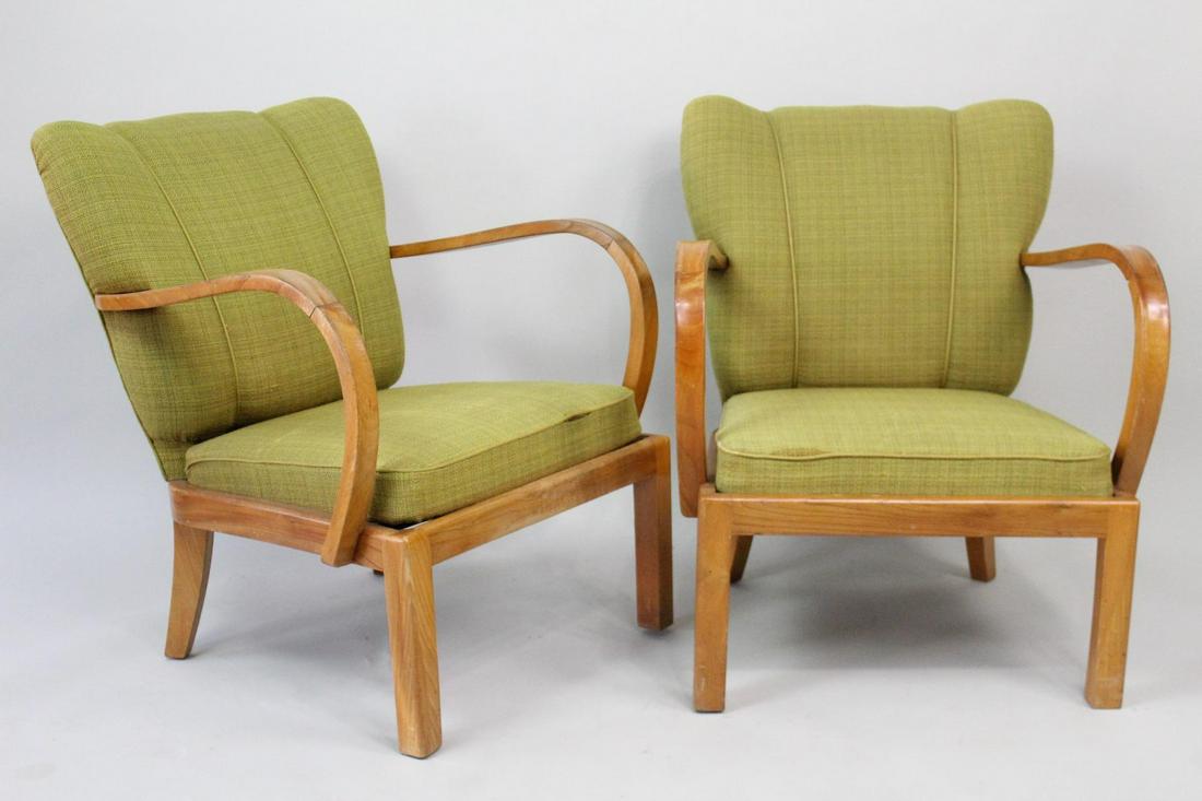 2 Mid-Century Danish Modern Elm Upholstered Armchairs (1 of 15)