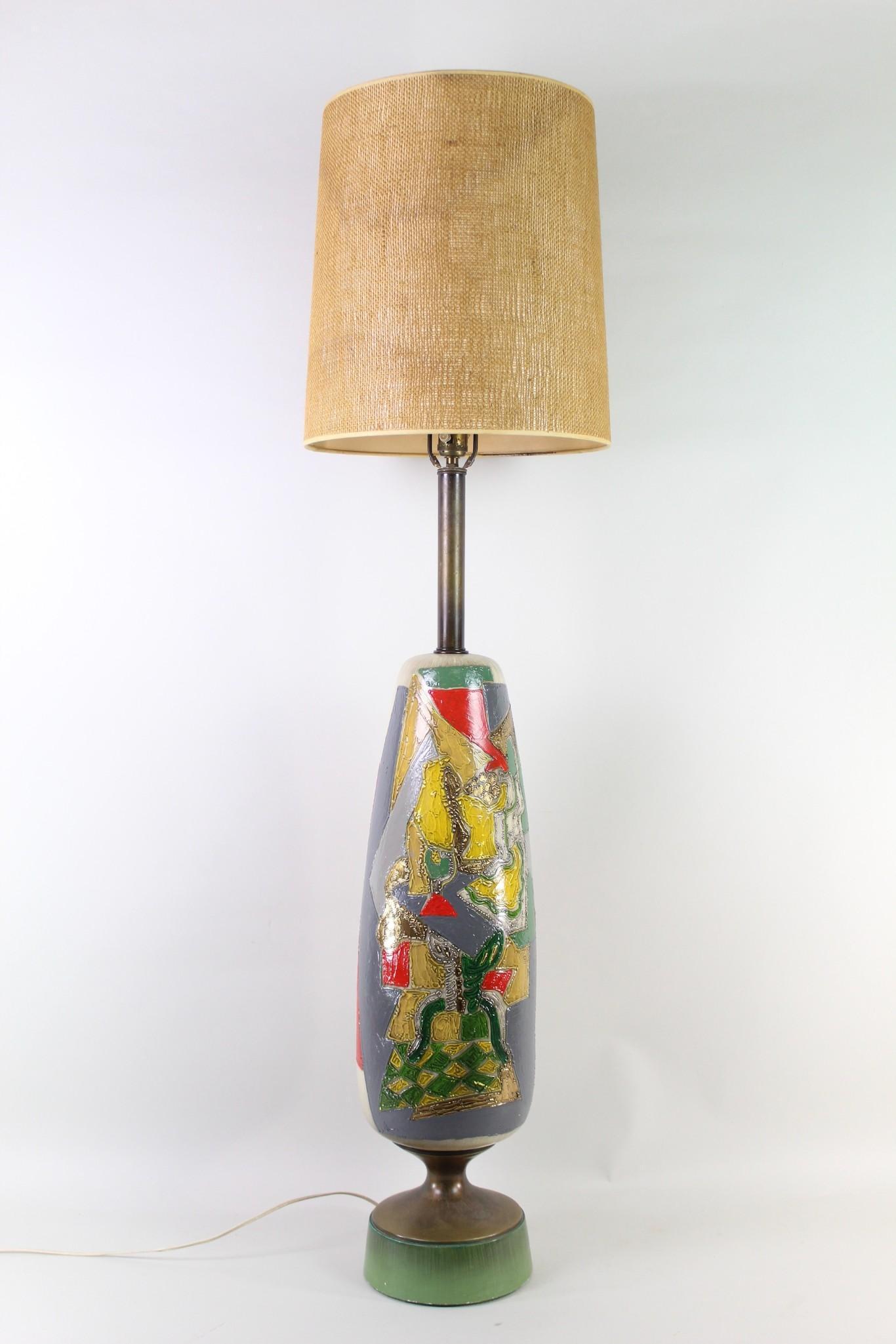 Tall Mid-Century Modern Abstract Ceramic Lamp (1 of 12)