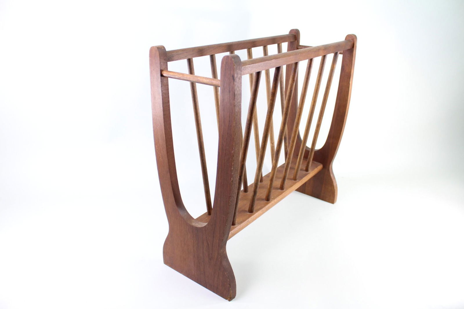 Mid Century Modern Walnut Spindle Magazine Storage Rack (1 of 10)