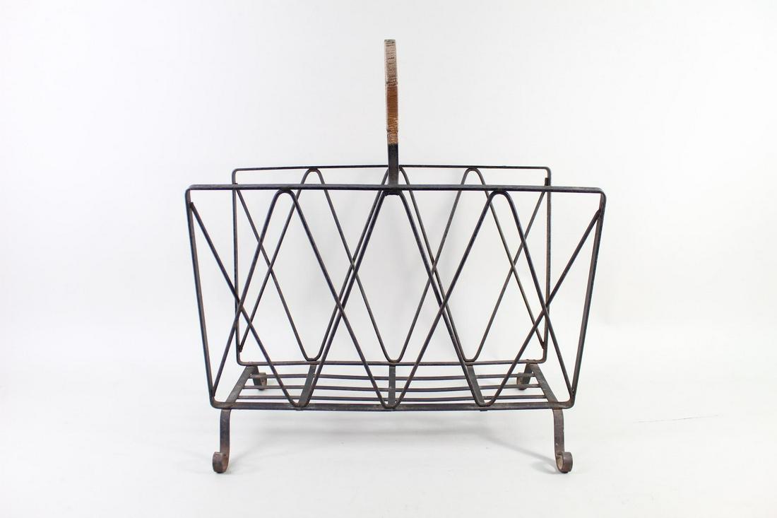 Mid-Century Modern Wrought Iron Magazine Rack Stand (1 of 7)