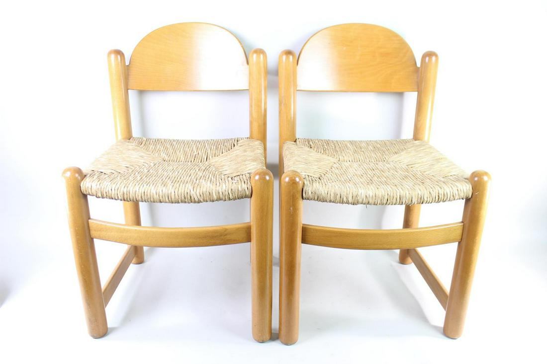 Pair Mid-Century Modern Italian Lowenstein Rush Chairs (1 of 16)