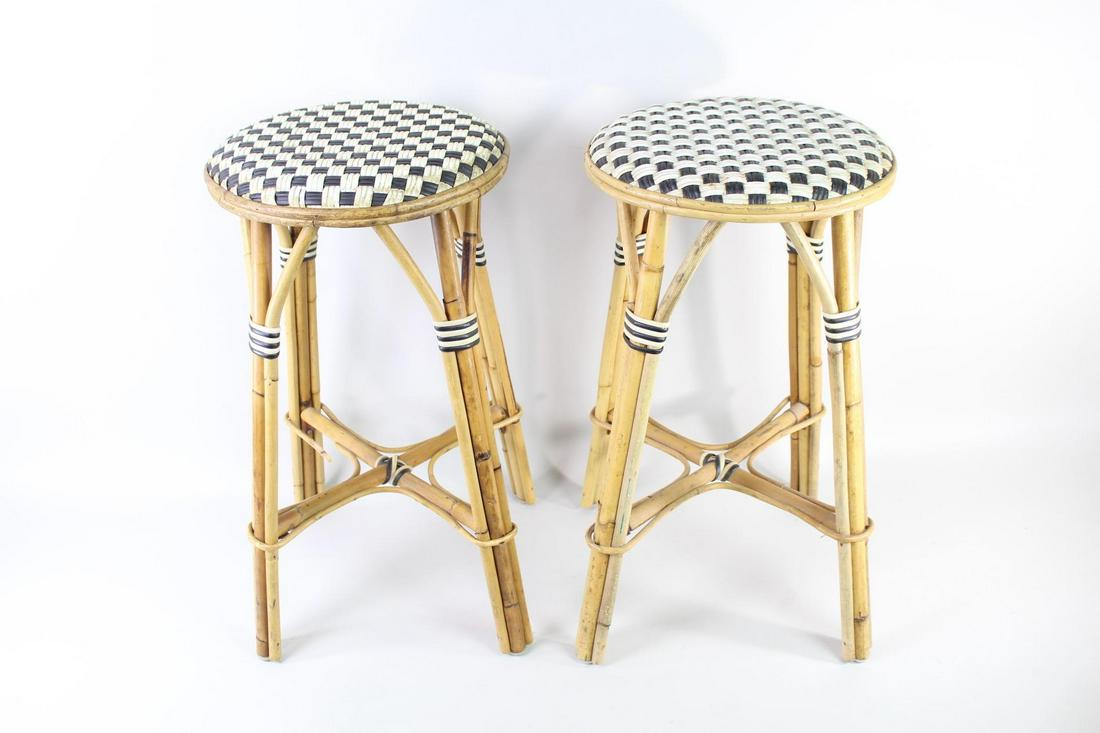 2 Bamboo Bar Counter Wicker Stools,French Cafe,Bistro (1 of 9)