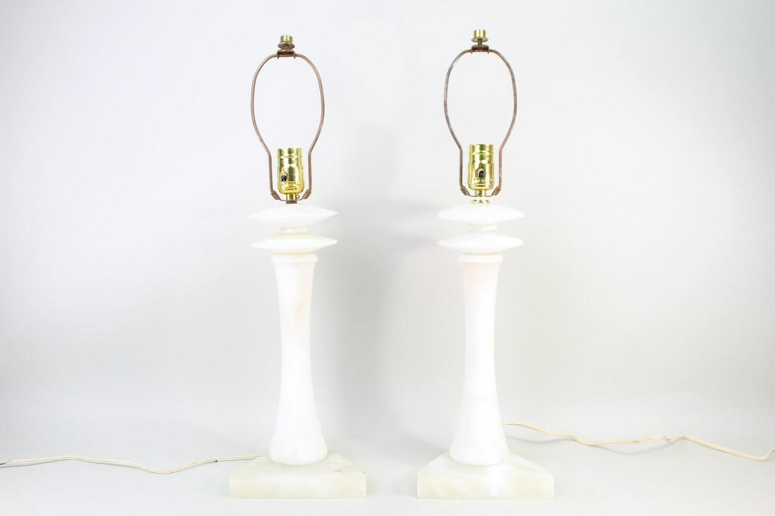 Pair Mid-Century Modern Marble Atomic Age Lamps (1 of 12)