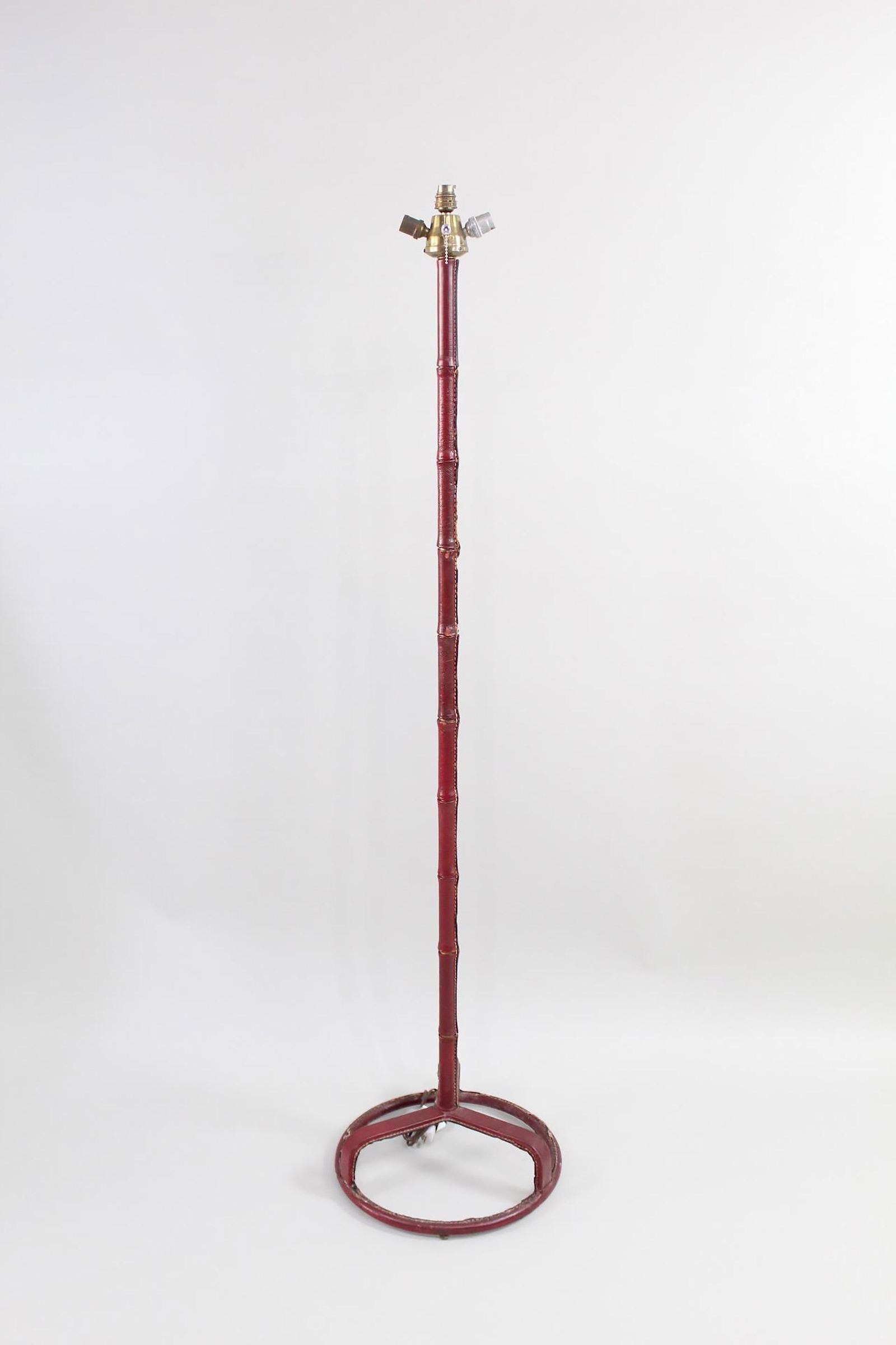 Mid-Century Modern Jacques Adnet Style Leather Lamp (1 of 9)