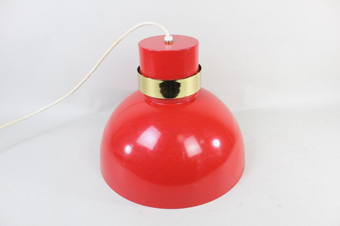 Mid Century Modern Red Enamel Pendant Ceiling Light (1 of 11)