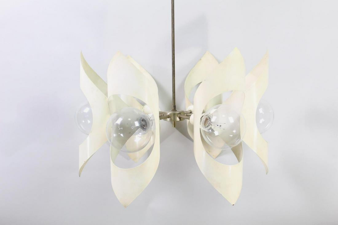 Mid-Century Modern White Space Age 6-Arm Chandelier (1 of 9)