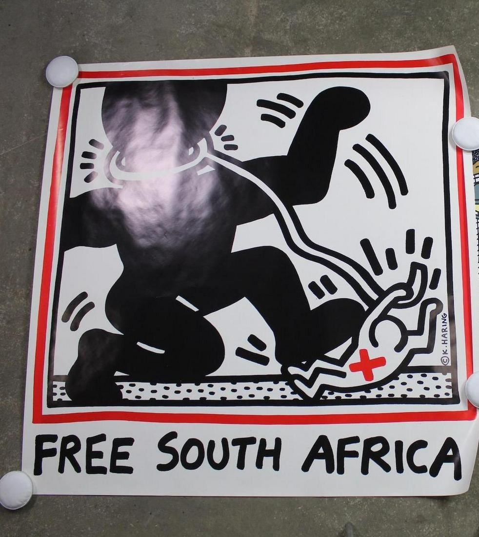Large 4x4ft Keith Haring Free South Africa Poster, 1985 (1 of 5)