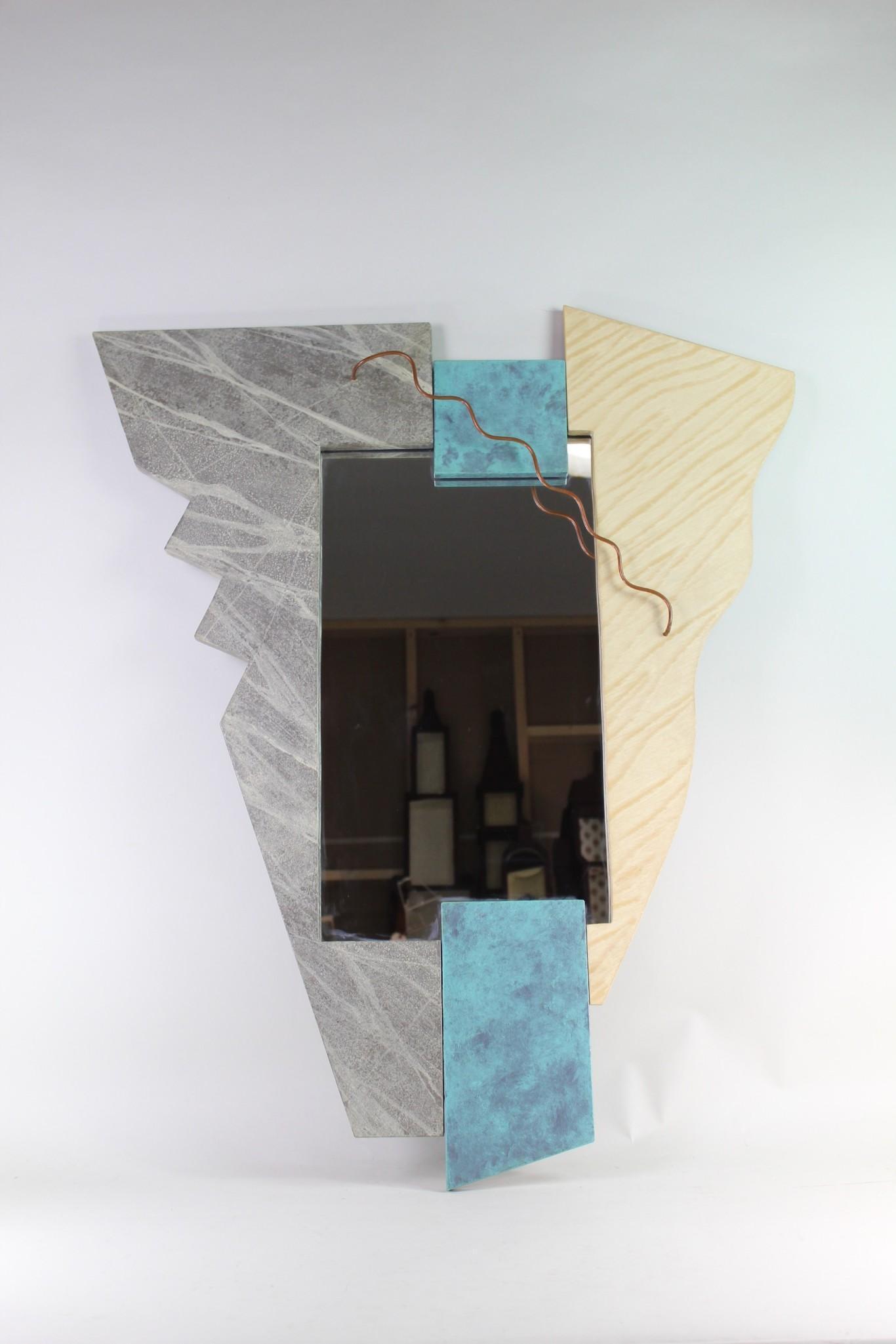 Large Memphis-Style 80s 90s Mirror Panel Assemblage Art (1 of 9)