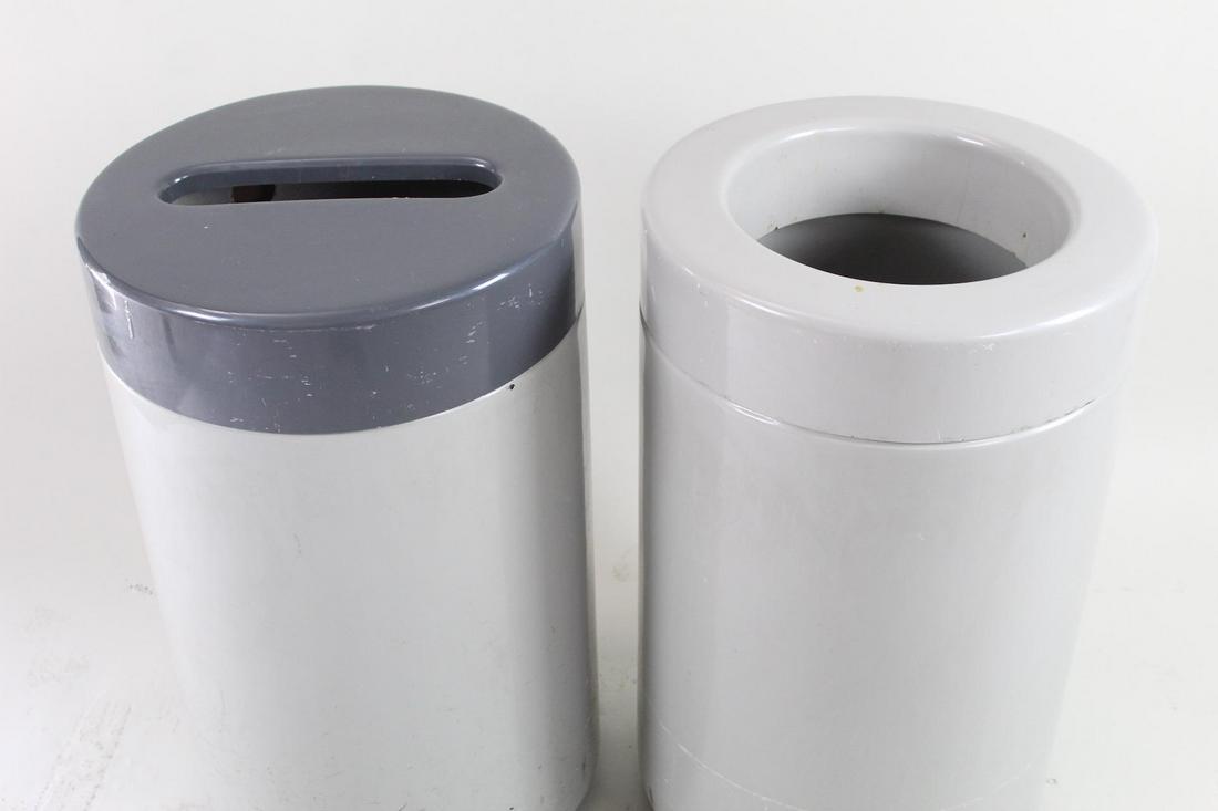 Pair Kartell Style Molded Gray Contemporary Trash Cans (1 of 8)