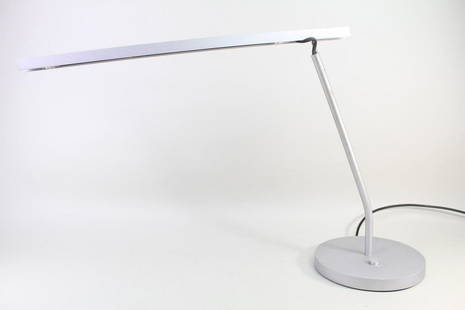 Maarten van Severen BA11 Aluminum Lamp,Modern Office: Maarten van Severen BA11 Aluminum Lamp. Sleek desk lamp features a slim aluminum shade, supported by a narrow stem which is fitted into a round base. There are no markings on this stunning minimalist