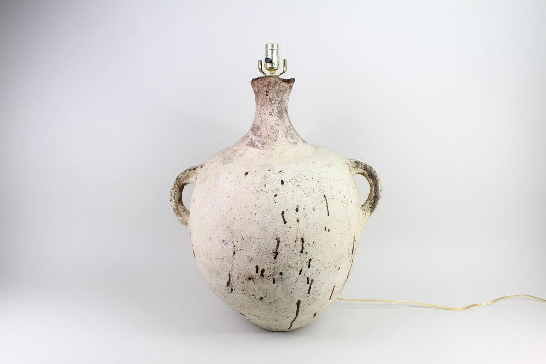 Large 2-Handle Olive Oil Amphora Urn Pottery Lamp (1 of 13)