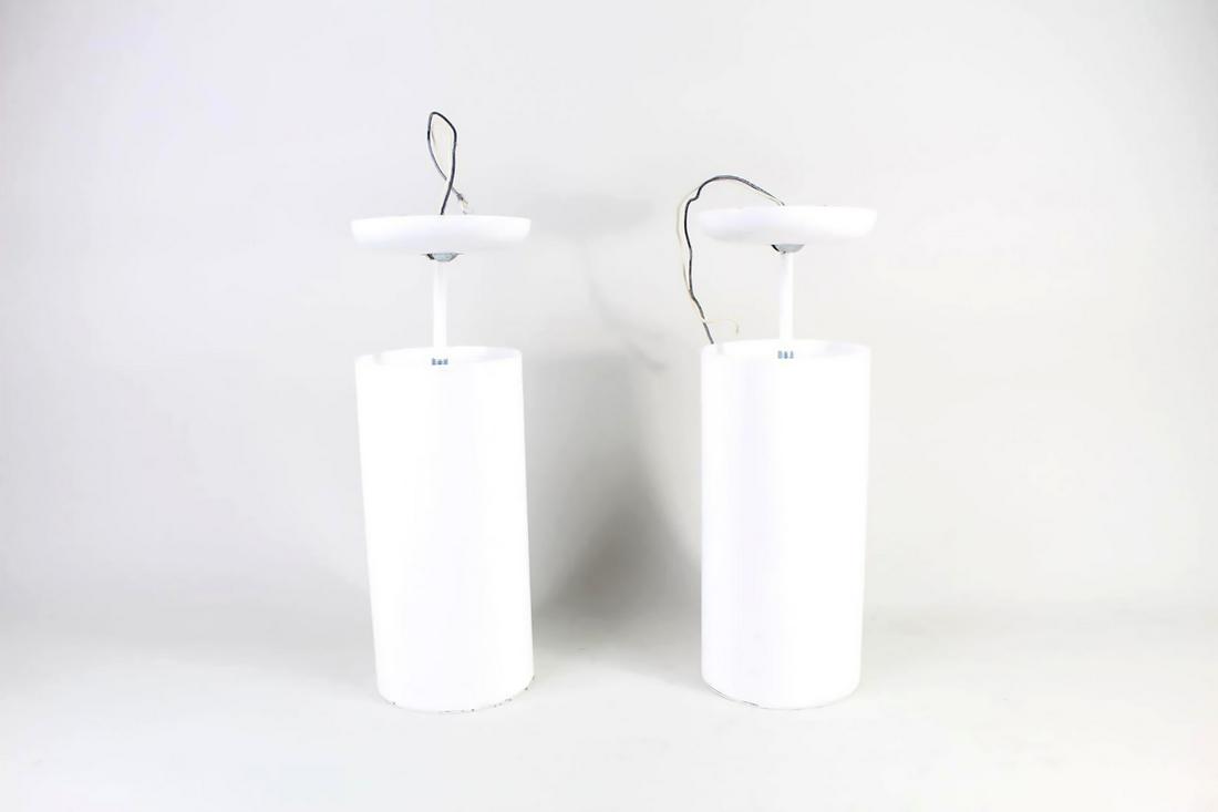 Pair of Modern White Metal Prescolite Pendant Lights (1 of 12)