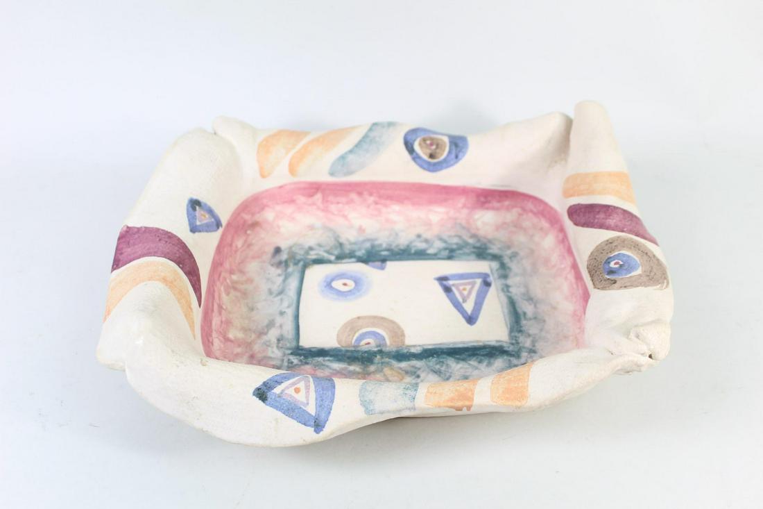 Post Modern Studio Pottery Painted Ceramic Bowl,Signed (1 of 8)