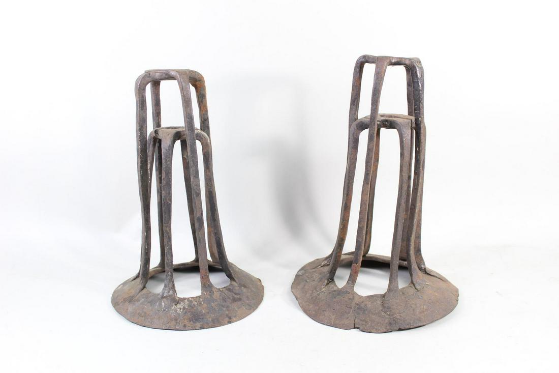Pair Brutalist Wrought Iron Candle Sticks Holders (1 of 11)