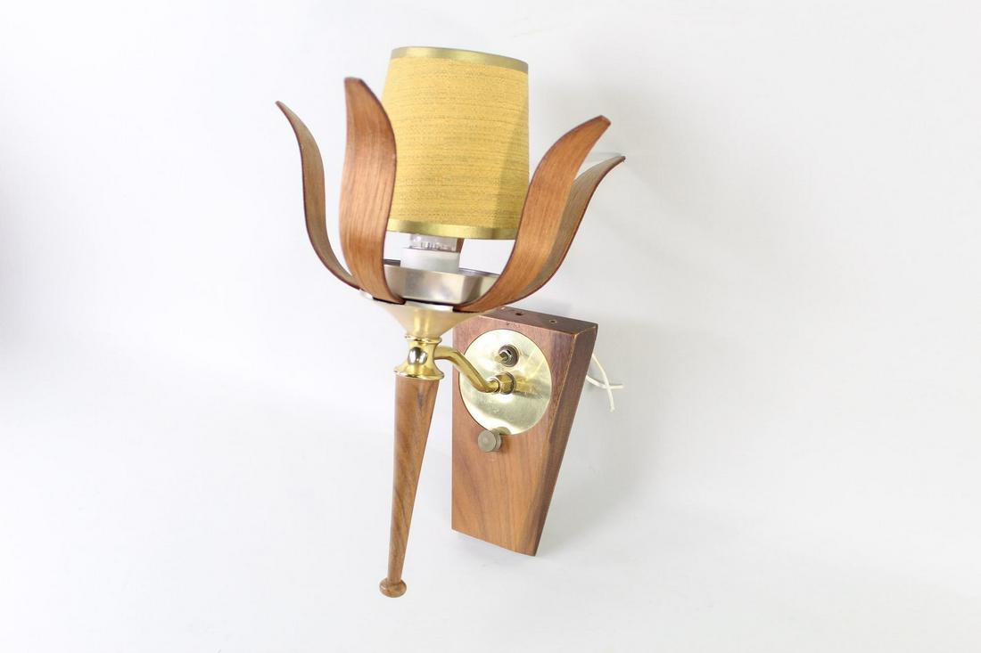 Mid Century Modern Bent Wood Flower Petal Wall Sconce (1 of 7)