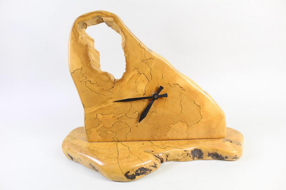 Mid-Century Natural Wood Root Mantle Clock w/Live Edge (1 of 7)