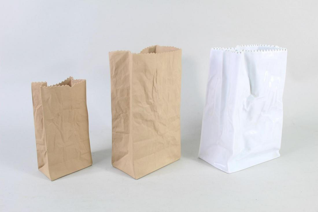 3 Porcelain Paper Bag Pop Art Vases,Rosenthal,Harvey (1 of 18)