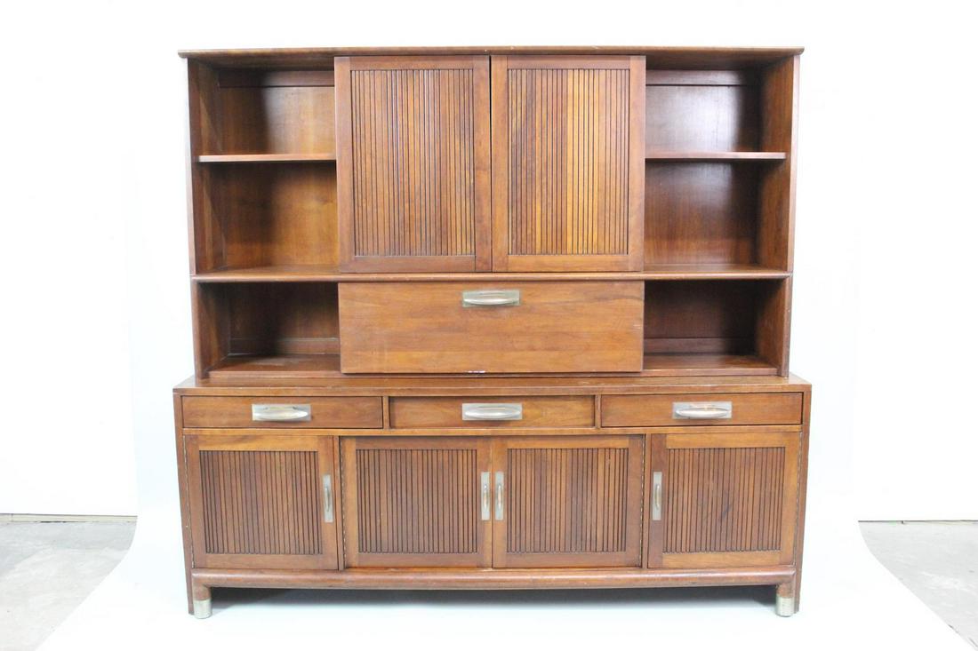 6-ft Mid-Century Modern Willett Cherry 2-Piece Cabinet (1 of 15)