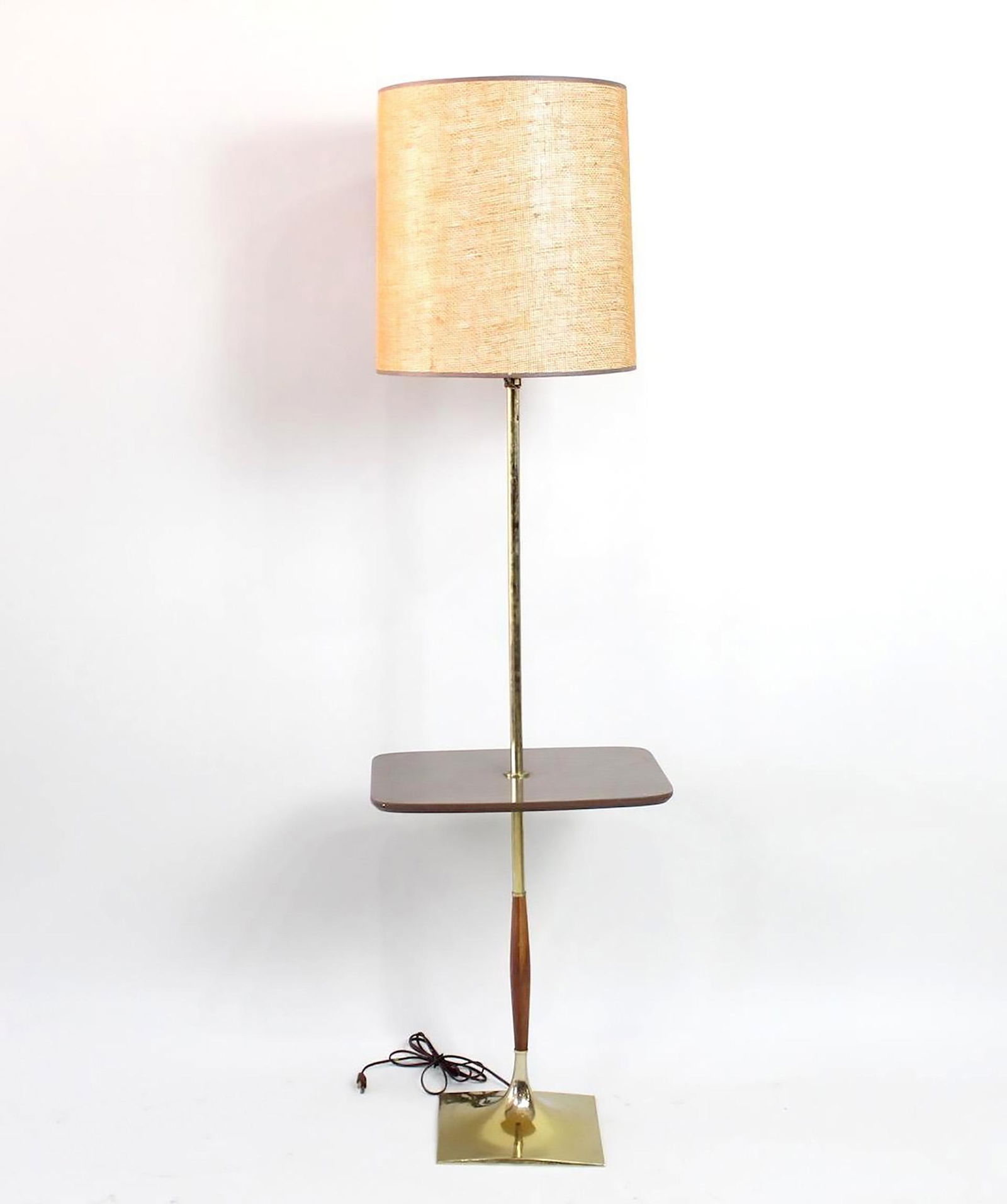 Mid Century Modern Brass Floor Lamp w/Table, Laurel (1 of 7)