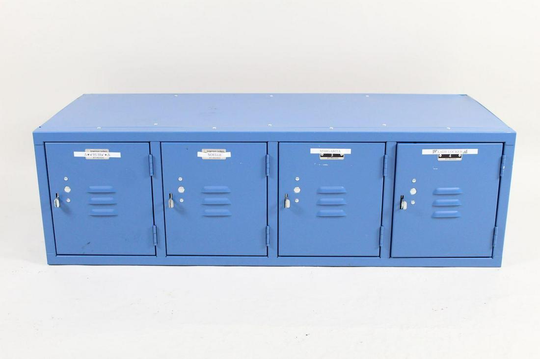 Blue Wall-Mounted 4-Compartment Industrial Metal Locker (1 of 8)