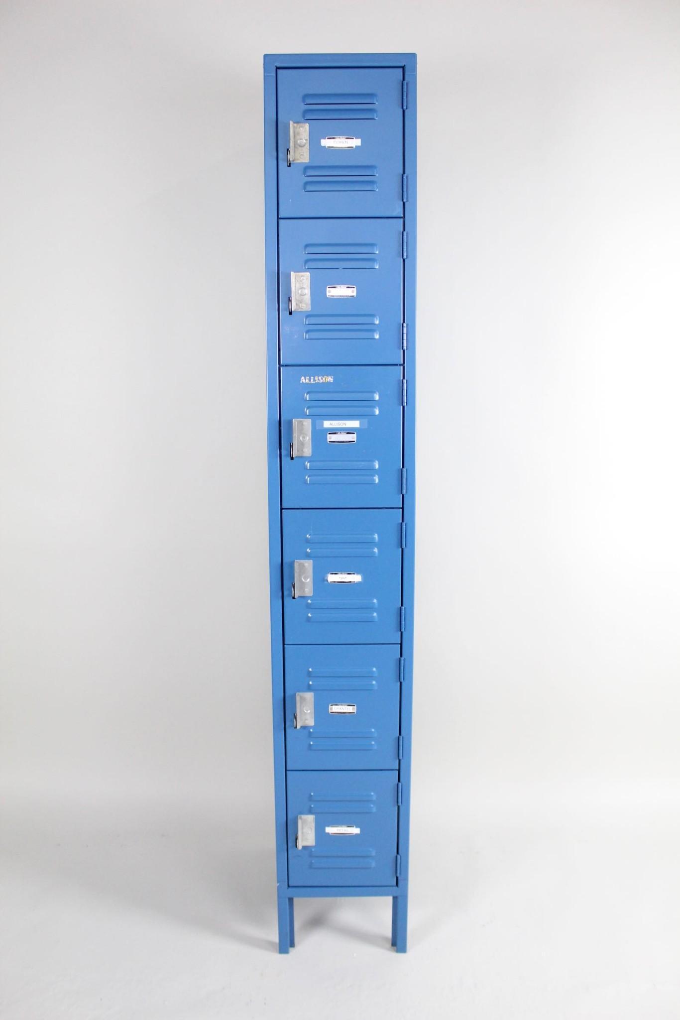 Vertical Standing Blue 6-Cubby Storage Locker Unit (1 of 8)
