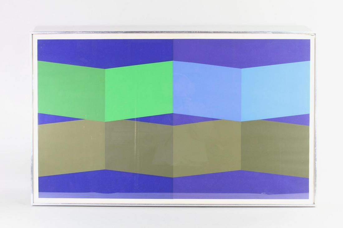 Gordon A Smith Abstract Blue Op Art Screenprint 18/50 (1 of 13)