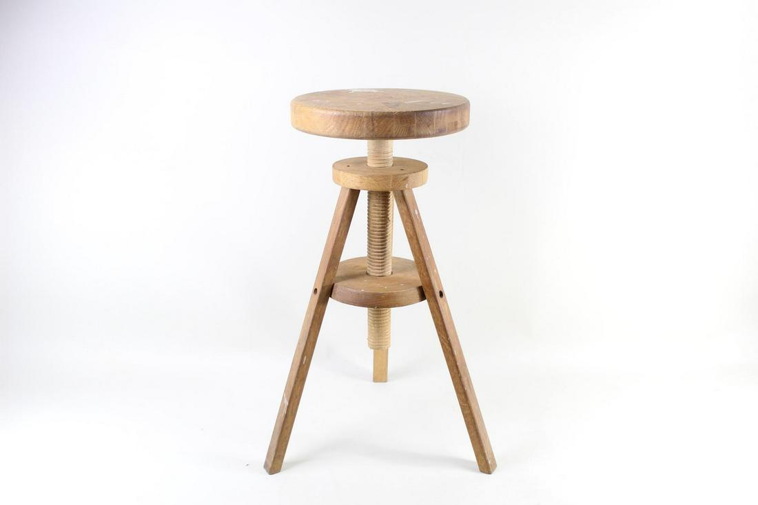 Revolving Wooden Artist Studio Draftsman Stool,Folk,Bar (1 of 9)