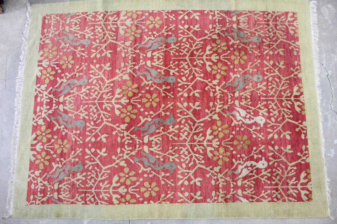 Odegard Floral & Birds Red Handknotted Wool Rug 2/2 (1 of 10)