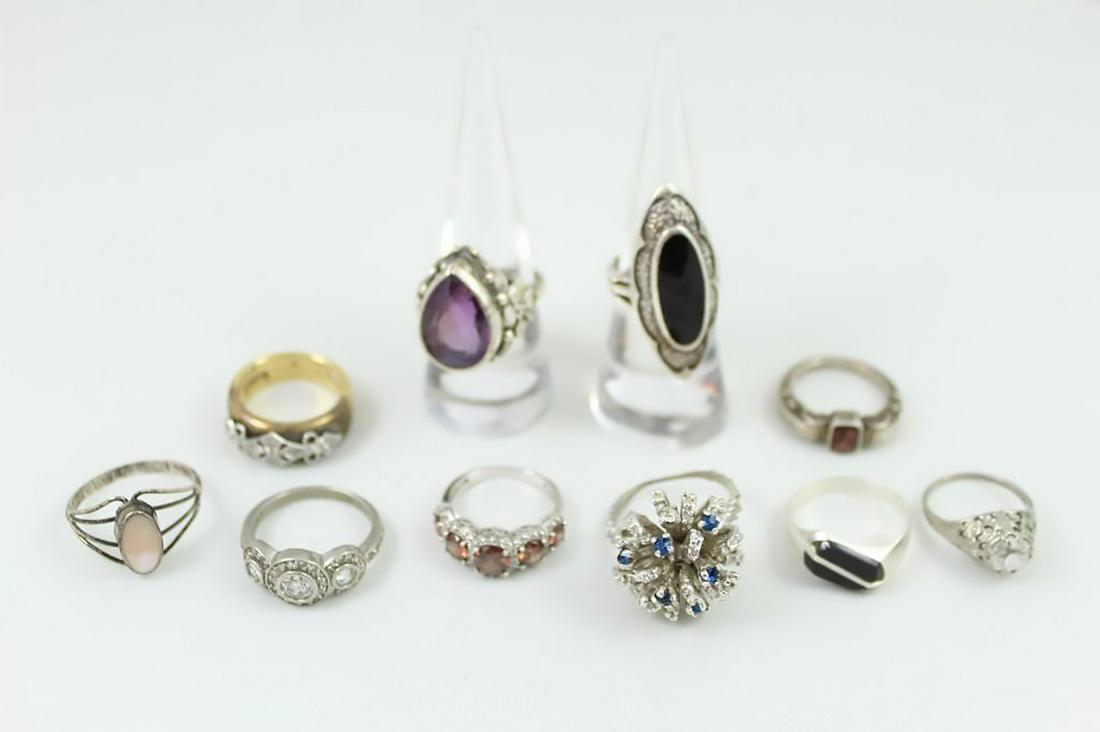 Collection 10 Sterling Silver Rings Colored Stones 925 (1 of 18)