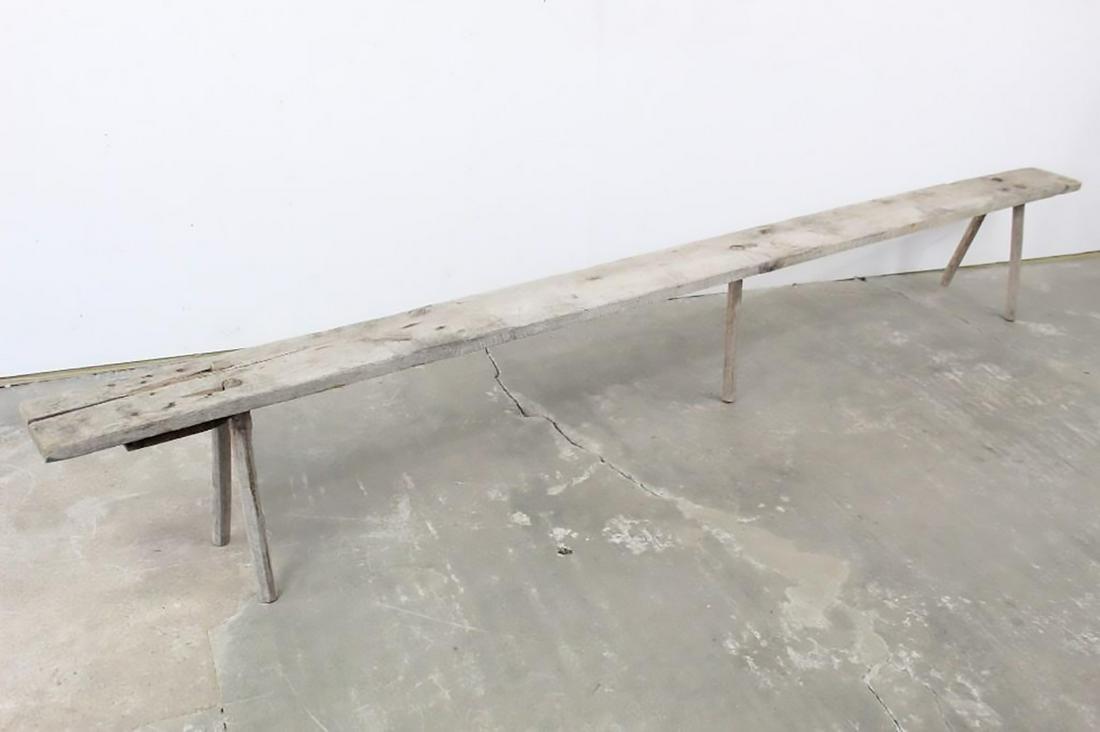 11ft Long Primitive Solid Wood Plank Peg Leg Bench (1 of 11)