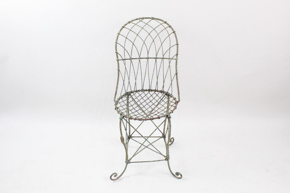 Wrought Iron Woven Wire Outdoor Garden Patio Chair (1 of 11)