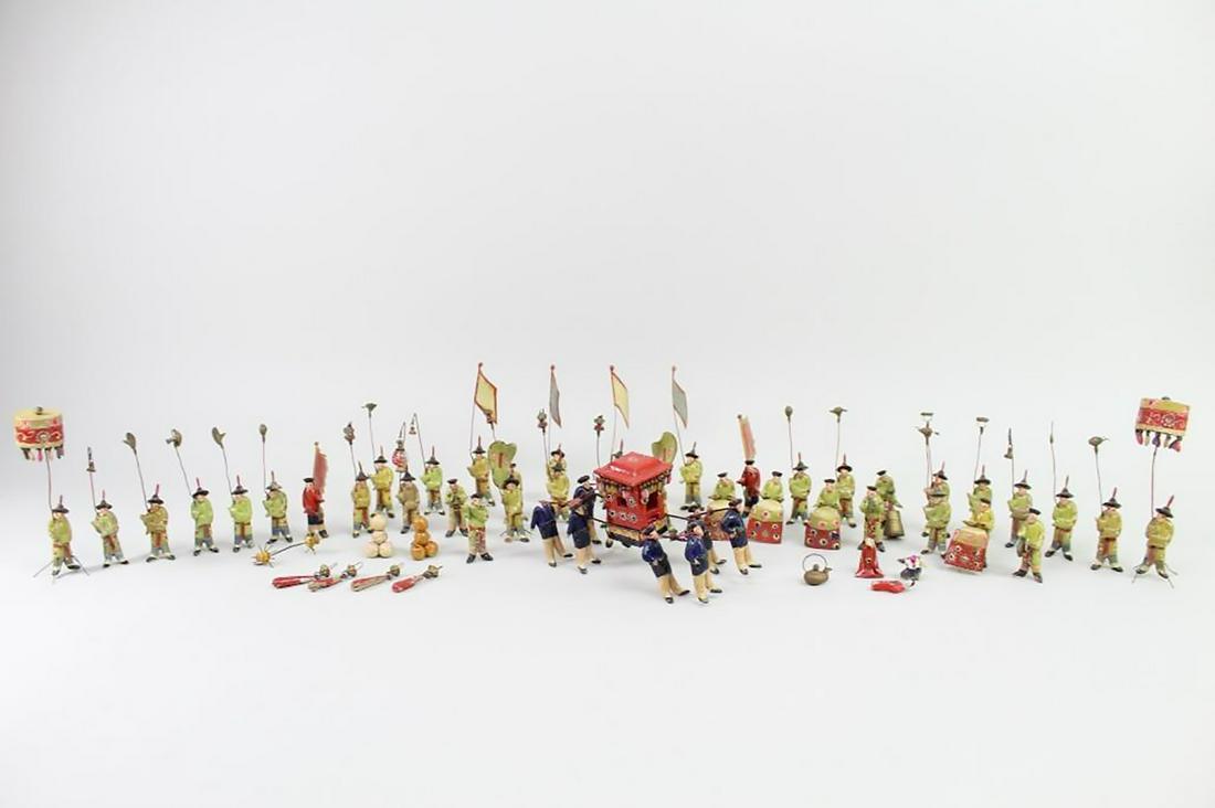 Antique Chinese Wedding Procession Mini Figural Group (1 of 20)