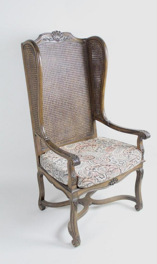 Antique Caned Wingback French Louis XIV Style Armchair (1 of 18)