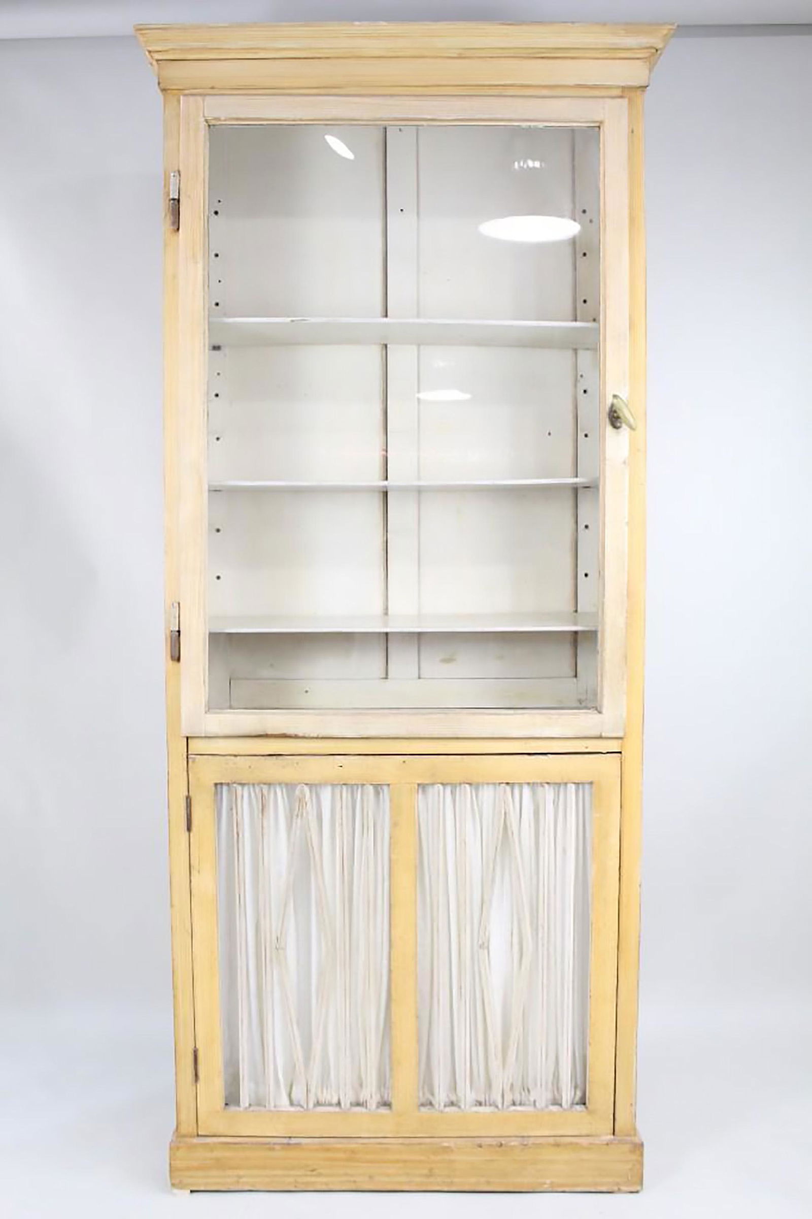 Tall Glass Front China Display Cabinet w Faux Grain (1 of 10)