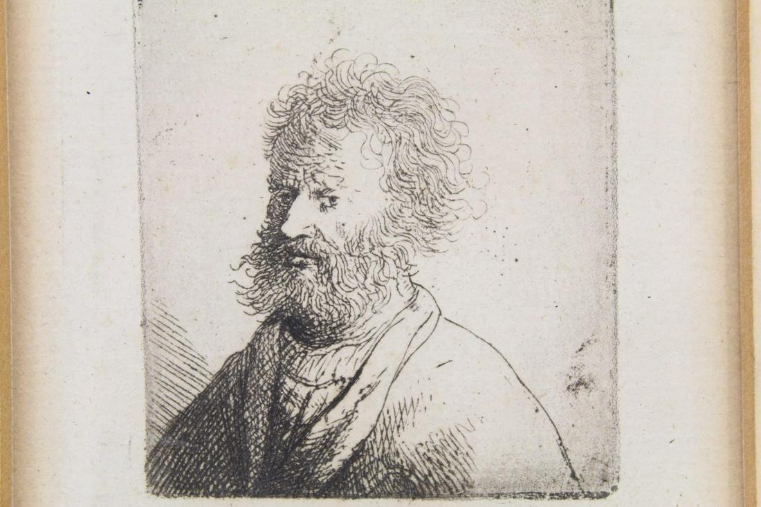 Rembrandt Etching Engraving of Bearded Man Bust 1631 (1 of 9)