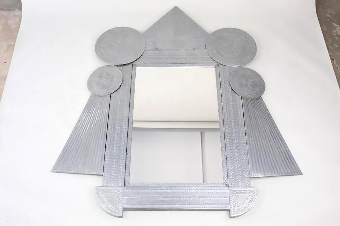 Huge Punched Tin Star & Fan Frame Mirror from Mexico (1 of 9)