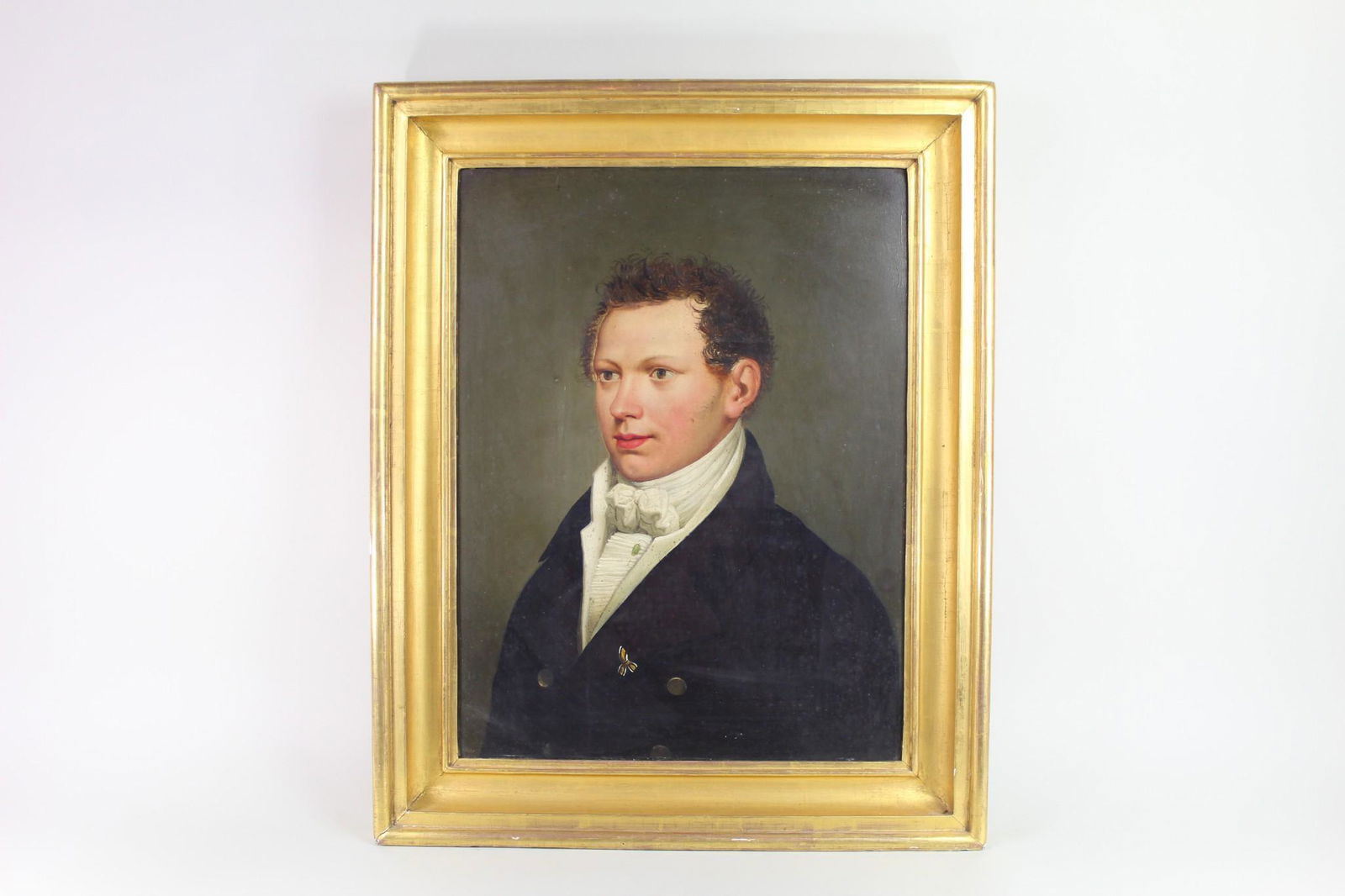 19th C Portrait of a Man on Metal in Gold Frame, Signed (1 of 17)
