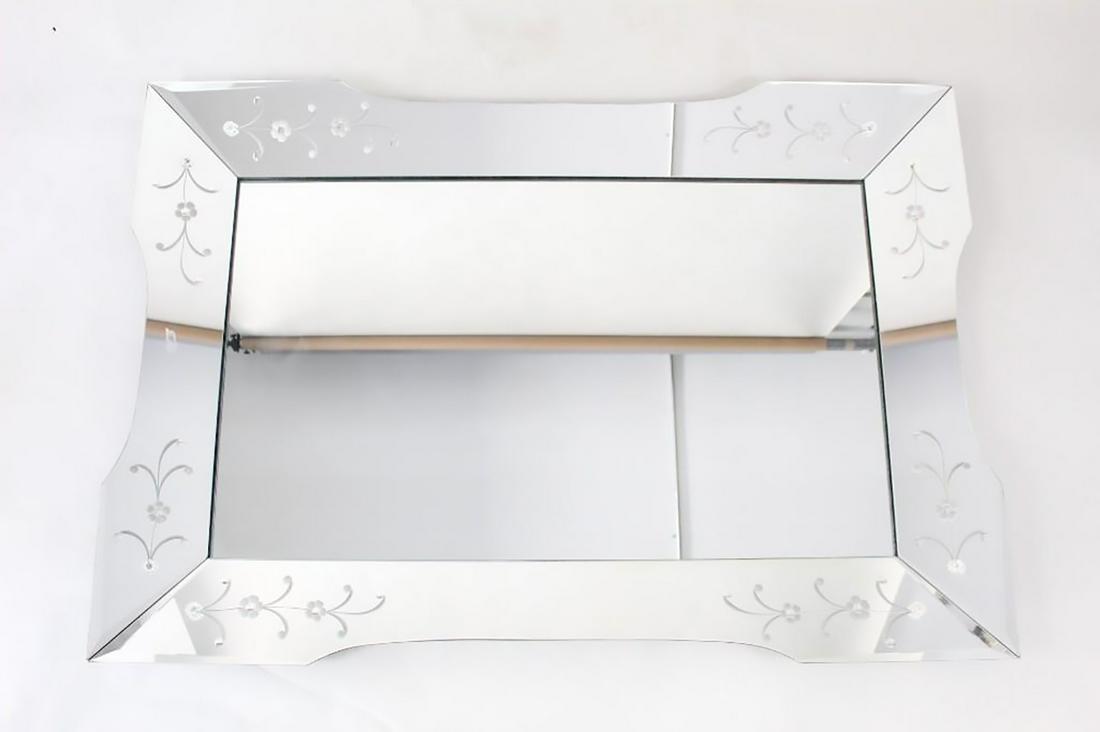 Large 1950s Venetian Style Etched Floral Mirror (1/6) (1 of 8)
