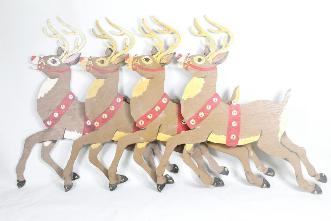 4 Handmade & Painted Wooden Christmas Reindeer Cut Outs (1 of 9)