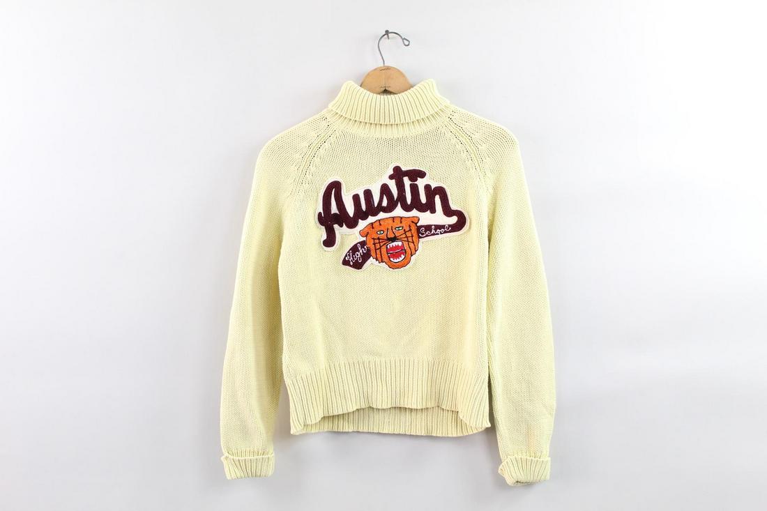 Vintage Austin High School Tiger Turtleneck Sweater,Med (1 of 8)
