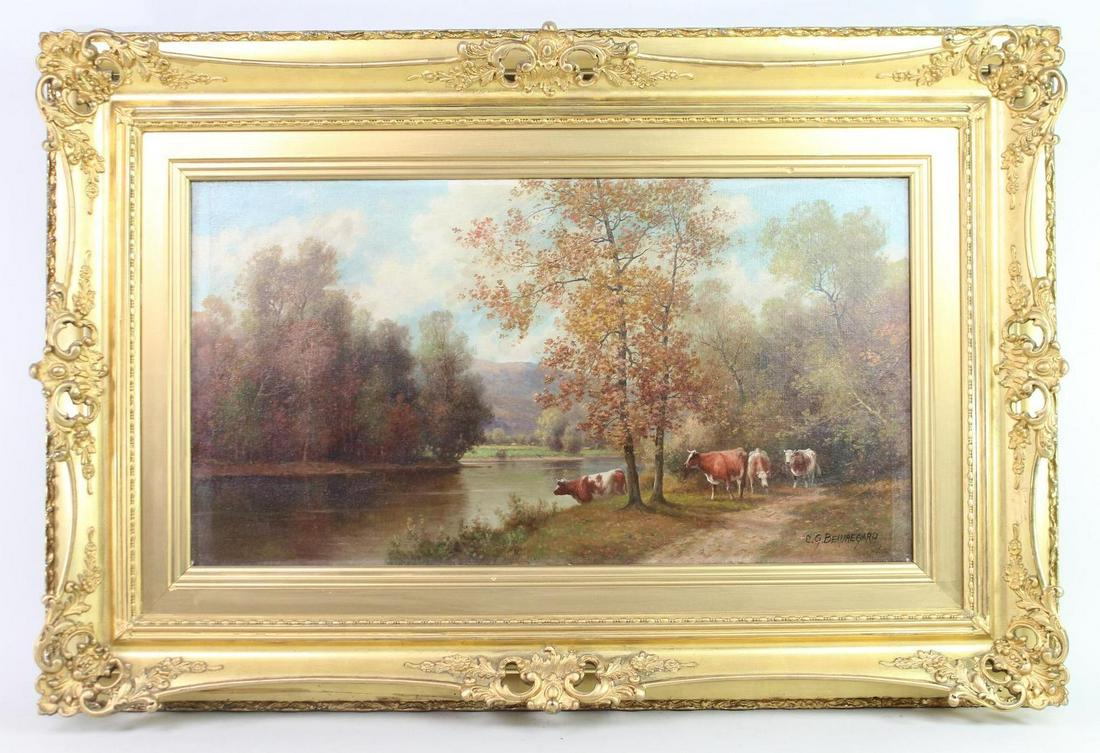 Charles G. Beauregard Hudson River Cows Painting 1907 (1 of 14)