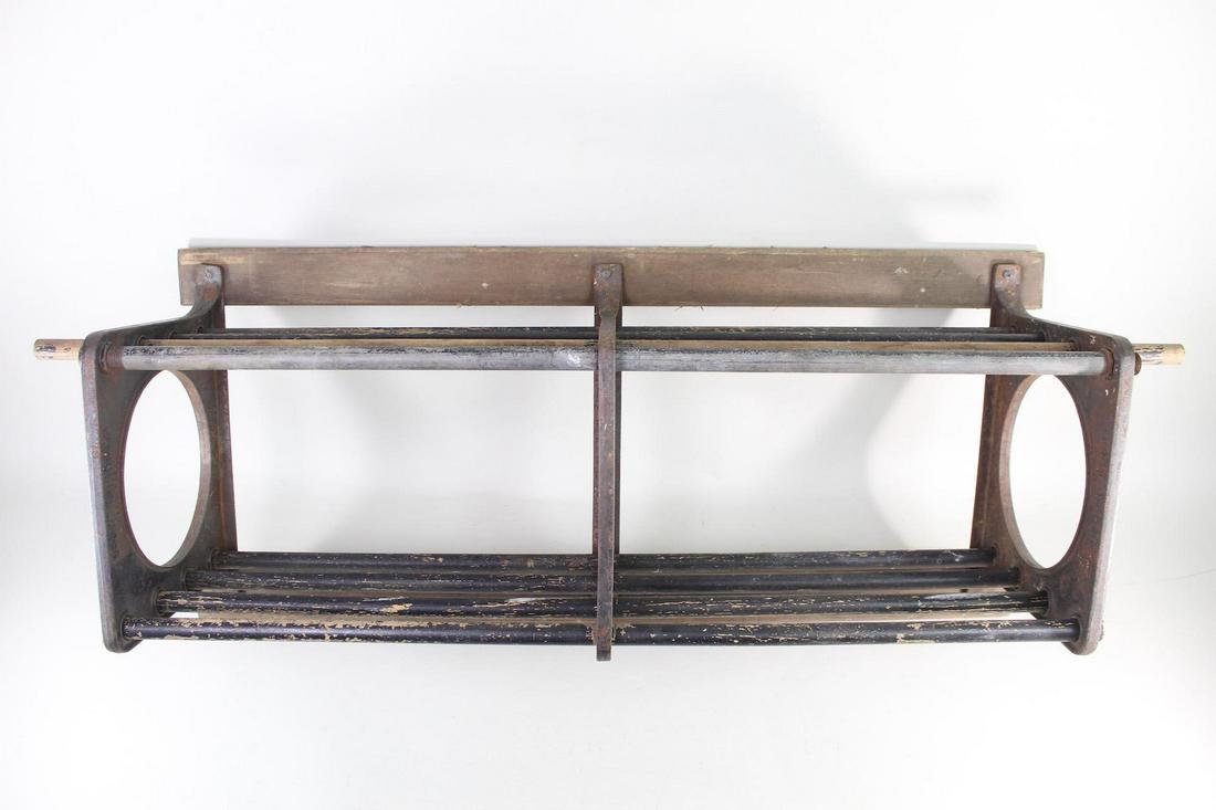 Industrial Cast Iron & Wood Hallway Wall Hat Rack Shelf (1 of 13)