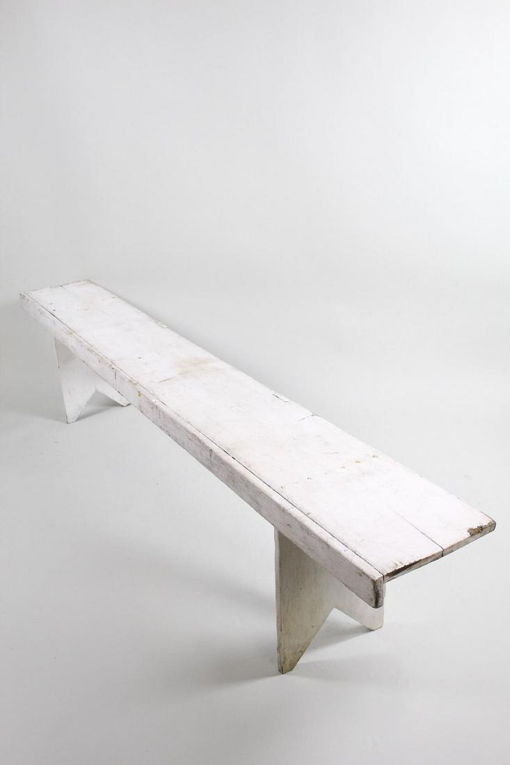7 ft Primitive White Painted Farmhouse Wooden Bench (1 of 7)