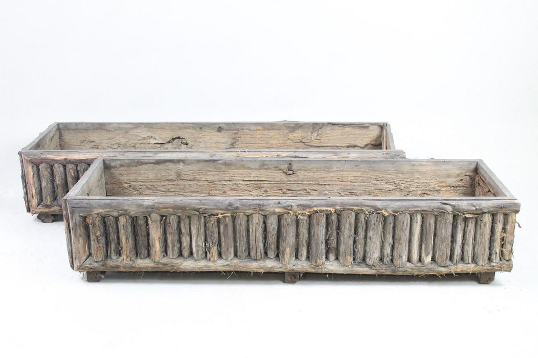 Pair of Handmade Outdoor Adirondack Twig Garden Planter (1 of 13)