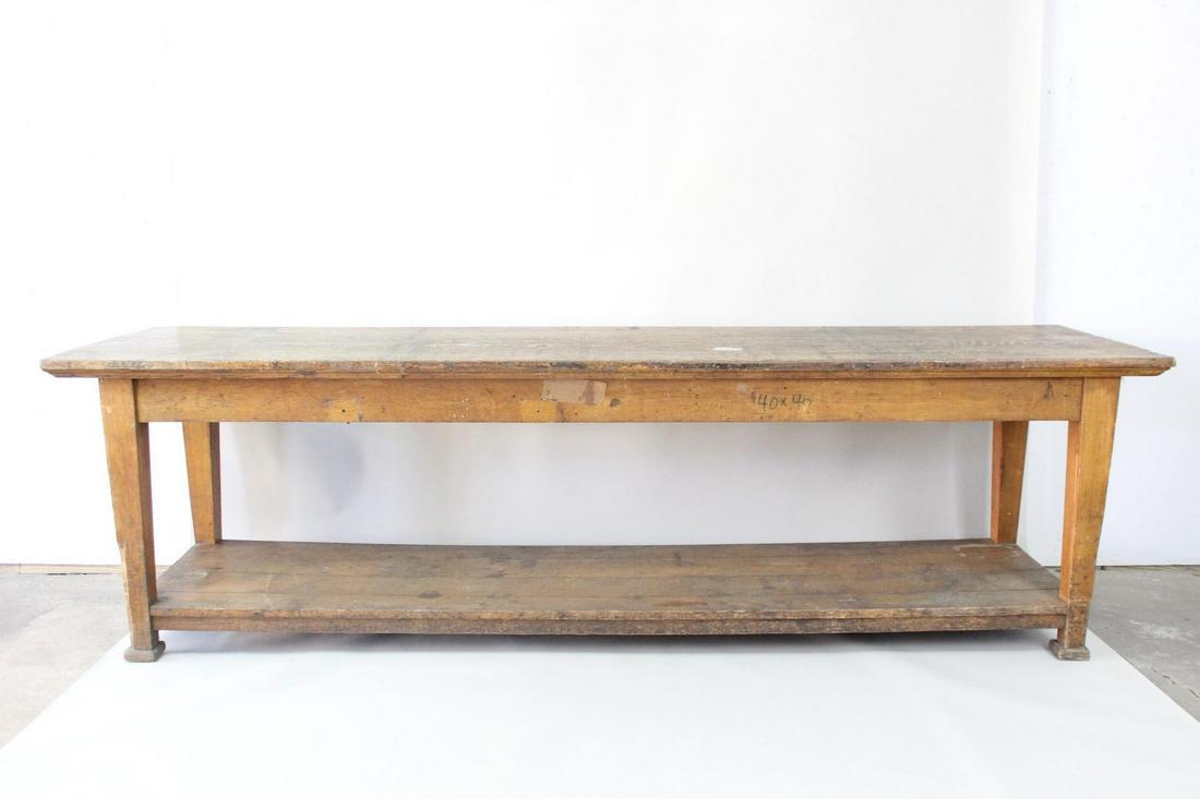 Industrial 9' Antique Oak Drapers Store Display Table (1 of 11)