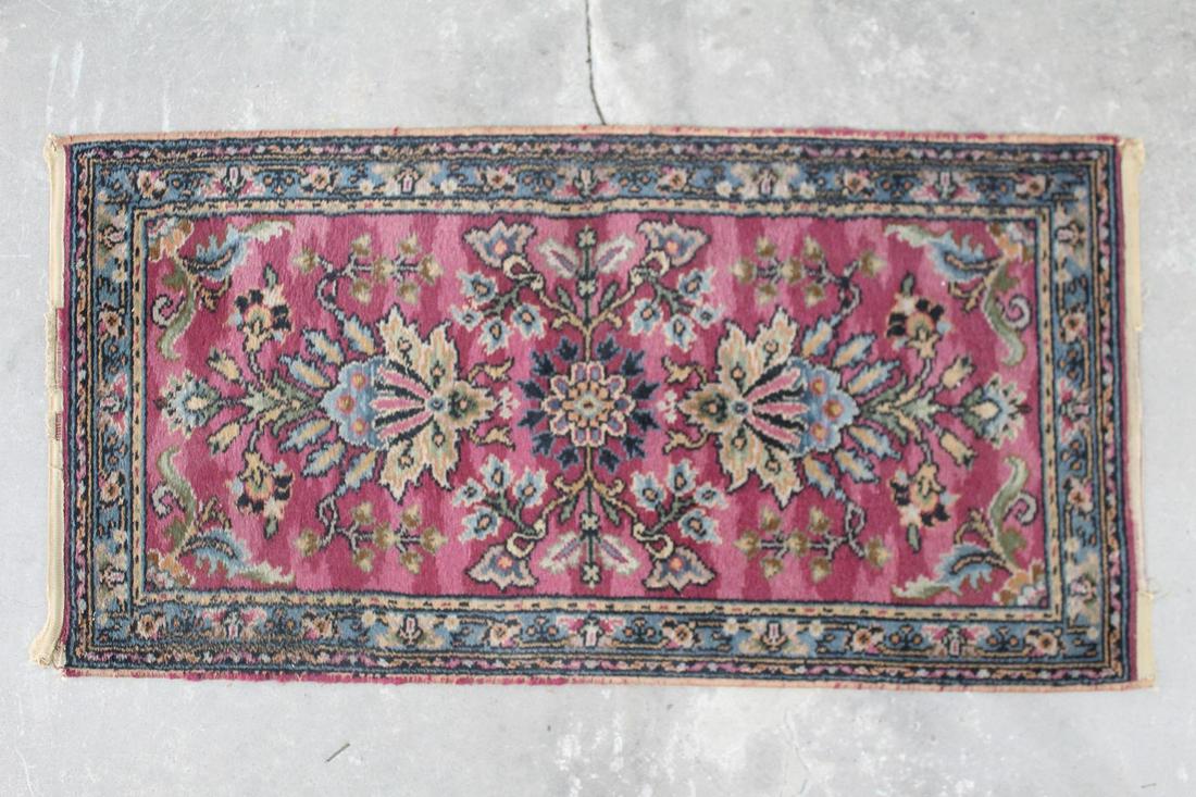 2 x 4 Ft Pink & Blue Oriental Floral Wool Rug, Merak (1 of 9)