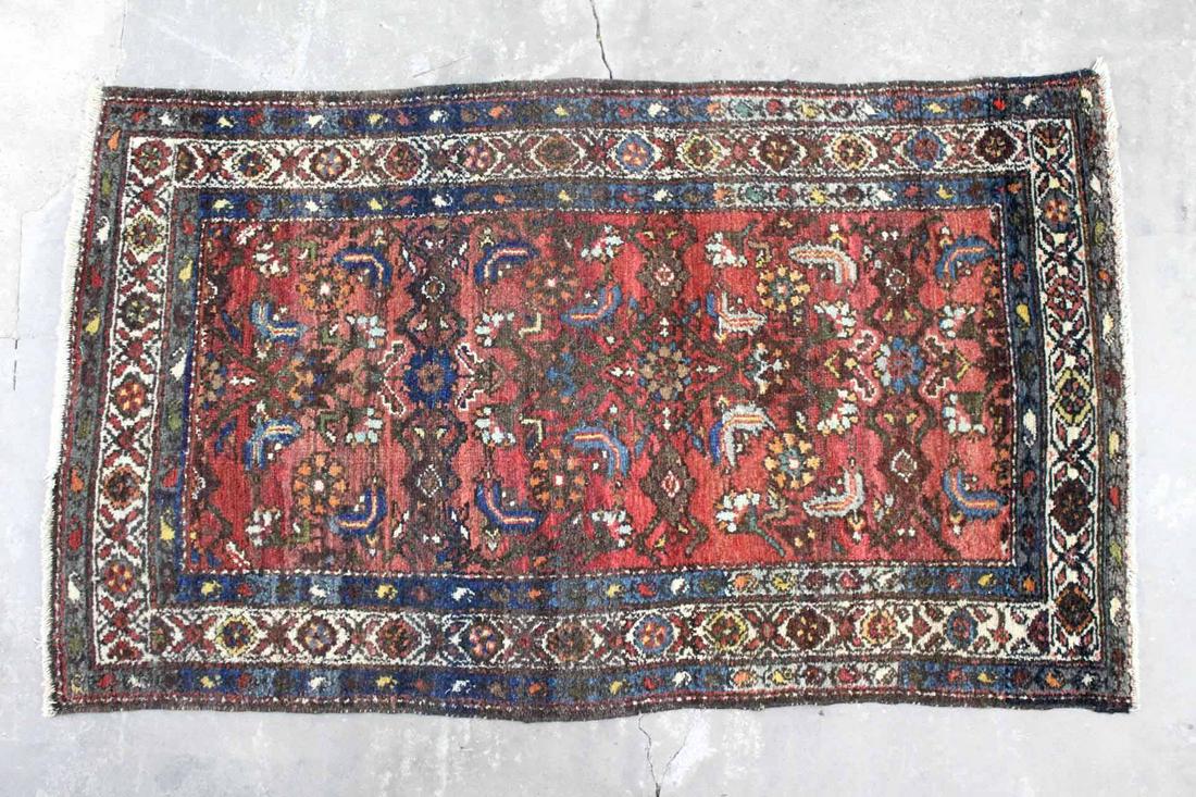 Oriental 3 x 5 Ft Red & Blue Floral Geometric Wool Rug (1 of 9)
